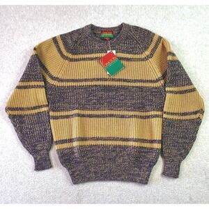 Vintage Oakton Limited Sweater Mens Med Blue Beige Stripe Crewneck Hong Kong 90s